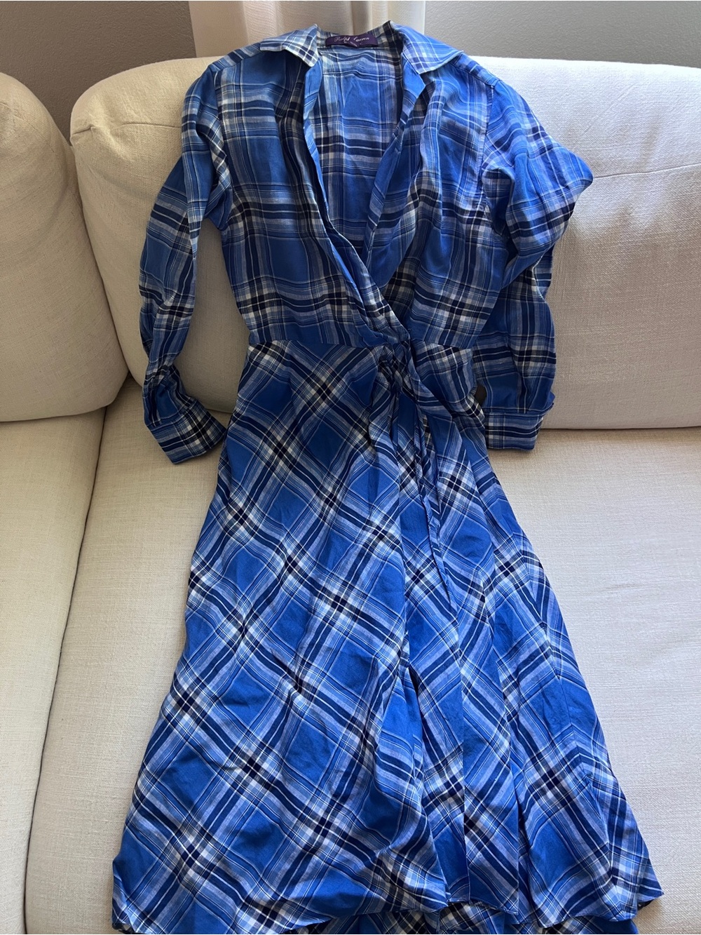 Ralph Lauren Day dress - plaid blue linen